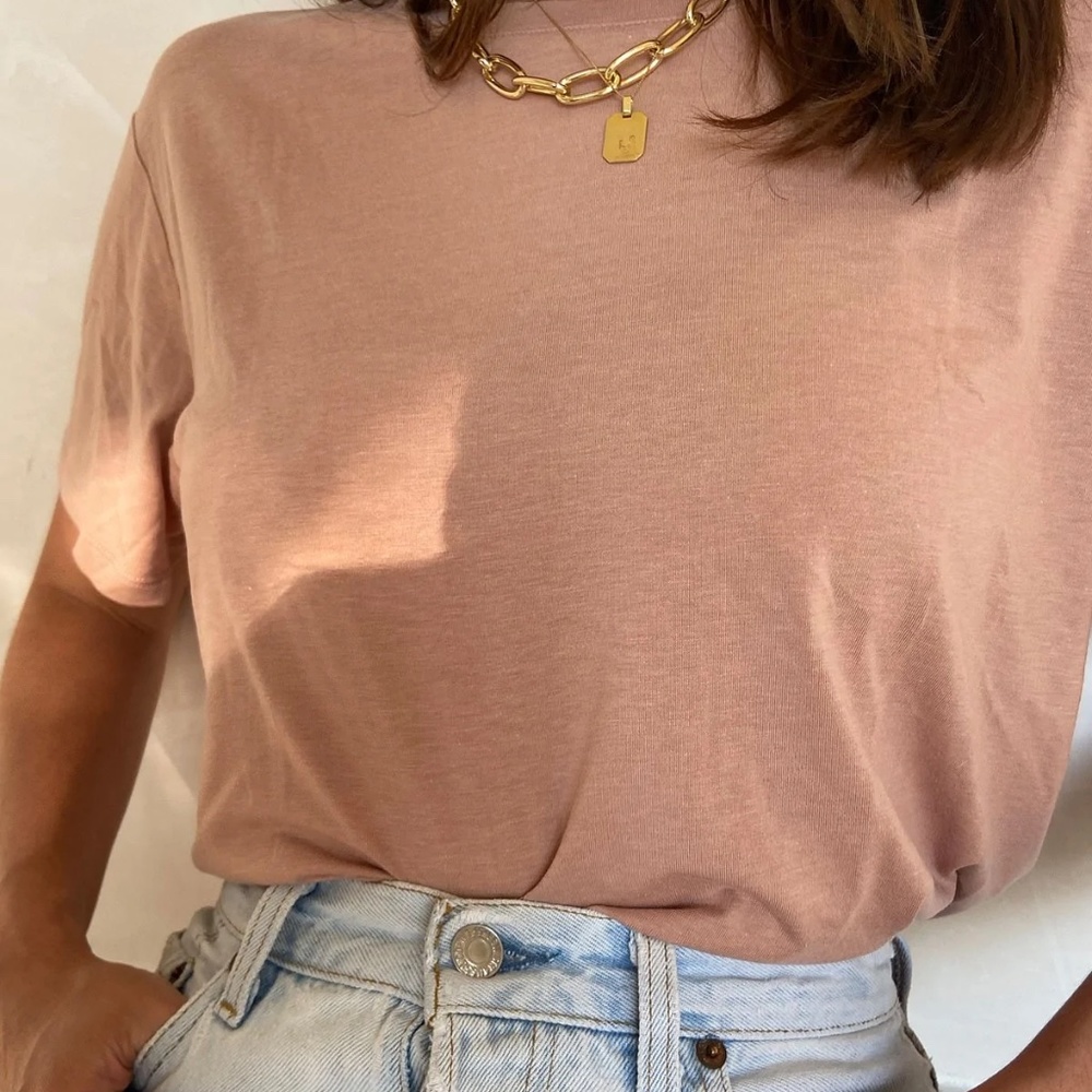 Girlfriend Collective Pink/Oyster Crop Tee